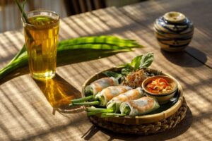 Imagen de Rollo de primavera, Rodar, té y Comida